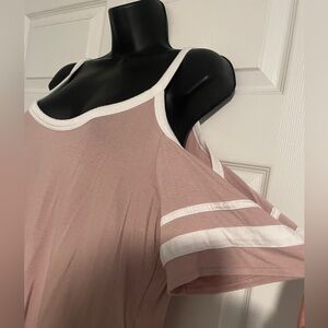 Express top light pink and white size medium
